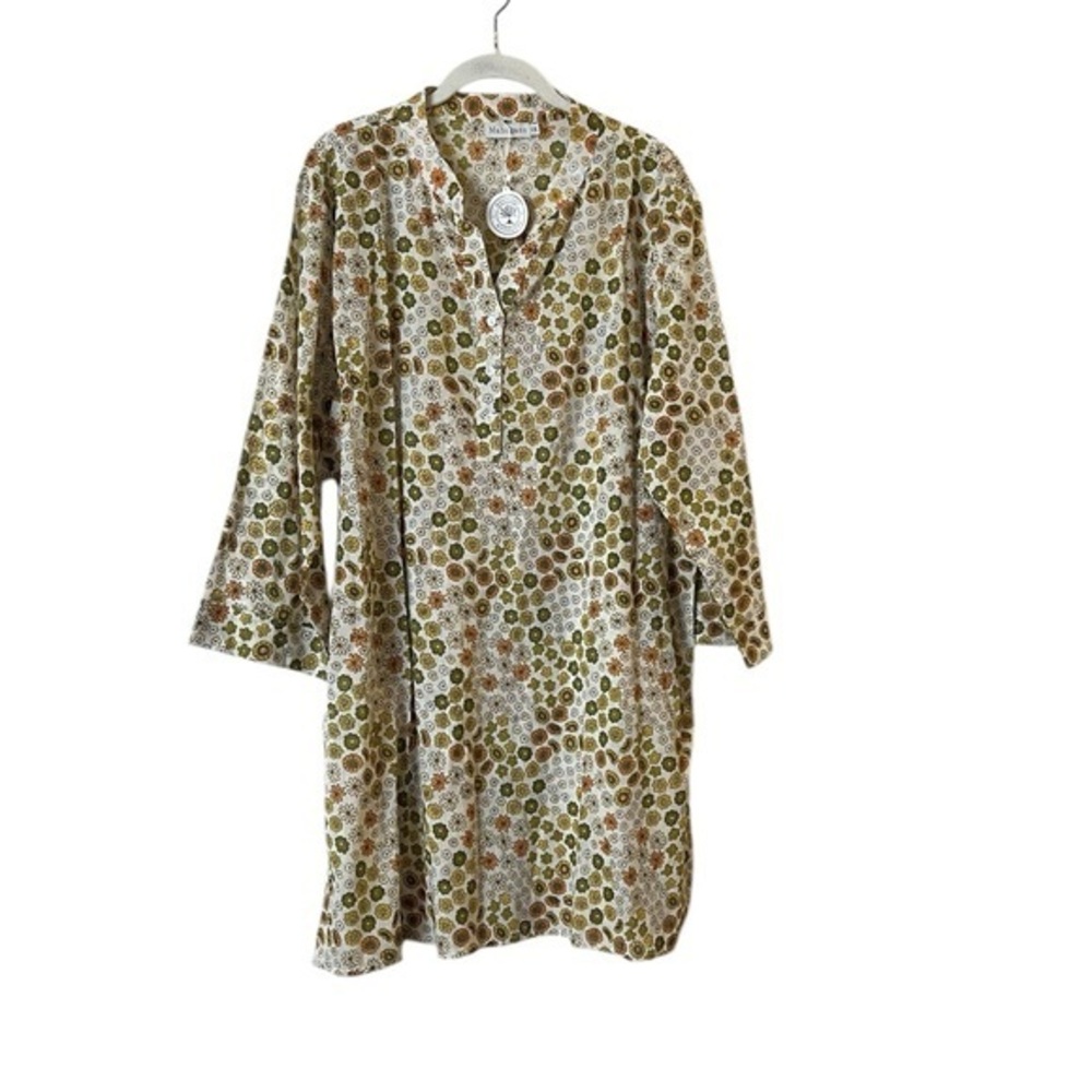 NWT MAHOGANY “Benny” Lightweight Kurta /Tunic, Green/Orange Floral, 1X